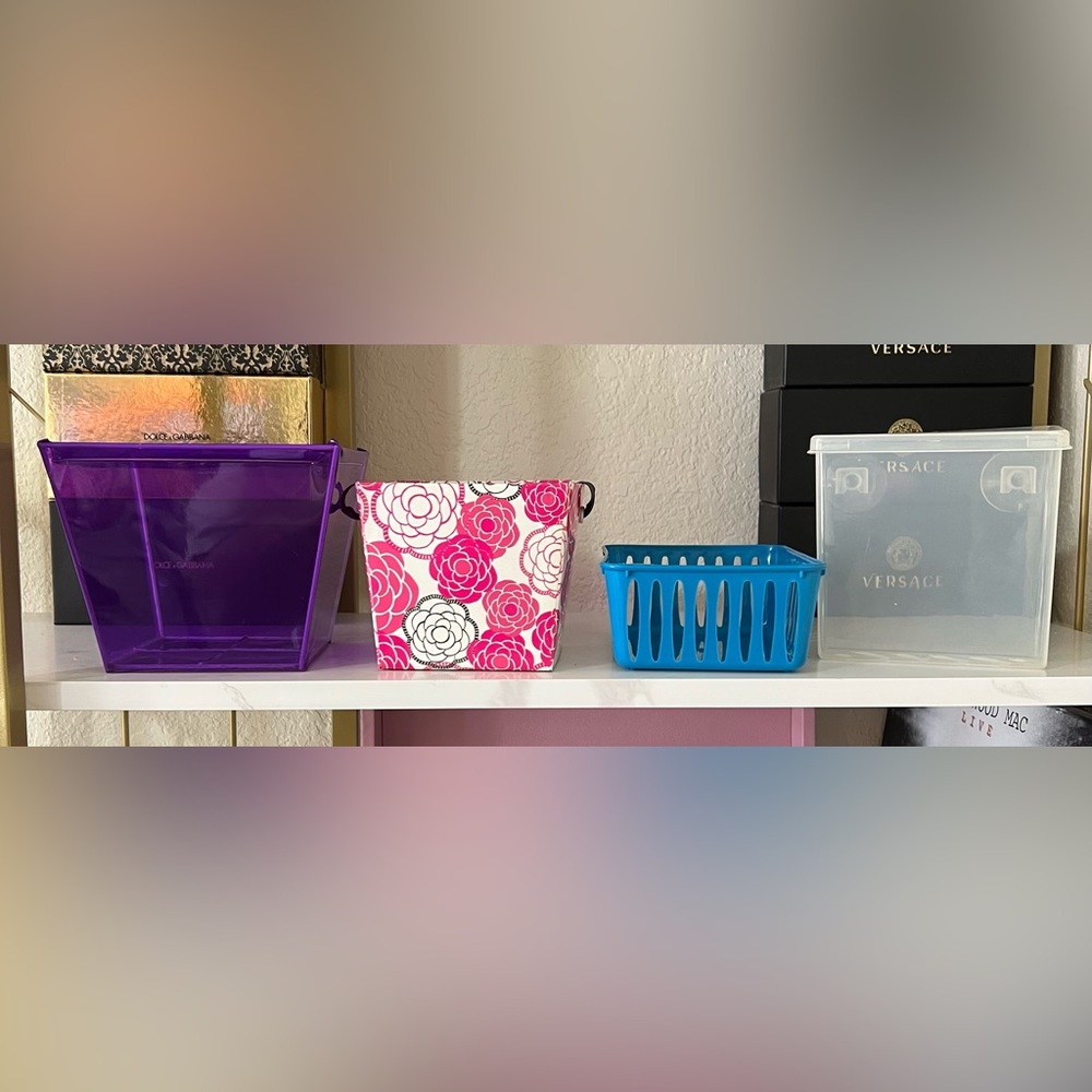 4 Piece Home Organization Accent Baskets, Bins and Containers